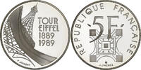 France 5 Francs Tour Eiffel, Paris, BE, Silver, KM:968a -