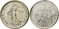 France 5 Francs Coin, Semeuse, Paris, série FDC, Nickel Clad -