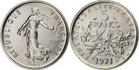 France 5 Francs Coin, Semeuse, Paris, Nickel Clad -
