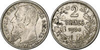 Belgium 2 Francs, 2 Frank Leopold II, Silver, KM:58.1 -