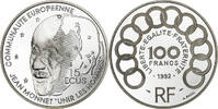 France 100 Francs-15 Ecus Jean Monnet, BE, Silver -