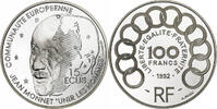 France 100 Francs-15 Ecus Jean Monnet, BE, Silver -