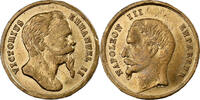 France Medal Victor Emmanuel II, Napoléon III, Brass, Mantes -