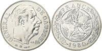 France Medaille 1980 Général De Gaulle, Silver, Santucci MS(65-70)