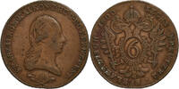 Austria 6 Kreuzer Franz II, Kremnica, Copper, KM:2128 -