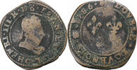 France Double Tournois Henri III, Saint-Lô, Copper -