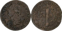France 3 Deniers françois Louis XVI, Lyon, DL, Copper -
