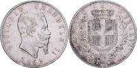 Italy 5 Lire Vittorio Emanuele II, Milan, Silver, KM:8.4 -
