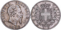 Italy 5 Lire Vittorio Emanuele II, Rome, Silver, KM:8.4 -
