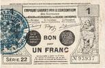 France 1 Franc Valenciennes, 1917-11, Serie 22 93937, Pirot:59-2566 -