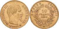 France 10 Francs 1860 BB Napoleon III, Napoléon III, Strasbourg, Gold AU(50-53)