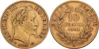 France 10 Francs 1864 BB Napoleon III, Strasbourg, Gold VF(30-35)