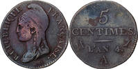 France 5 Centimes An 4 (1796) Paris Directoire, Paris, Copper S 25.59 &pound;  +  4.23 &pound; shipping