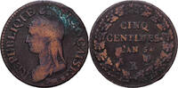 France 5 Centimes AN 5 Orl&eacute;ans Directoire, Orl&eacute;ans, Copper, Gadoury:126 ... 25.59 &pound;  +  4.23 &pound; shipping