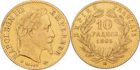 France 10 Francs 1865 BB Napoleon III, Strasbourg, Gold VF(30-35)