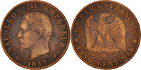 France 5 Centimes Coin, Napoleon III, Napoléon III, Marseille -