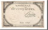 France 5 Livres Banknote, Busier, KM:A76, Lafaurie:171 -