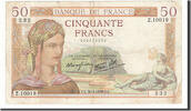 France 50 Francs Banknote, 1939-03-30, Fayette:18.24, KM:85b -