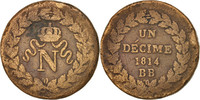 France Decime Coin, Napoléon I, Strasbourg, Bronze, KM:700 -