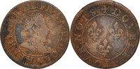 France Double Tournois Coin, Undated, Paris, Copper, Sombart:4068 -