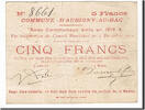 France 5 Francs Banknote, Pirot:59-149, Aubigny-au-Bac -