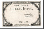 France 5 Livres Banknote, Loegel, 1793-10-31, KM:A76 -