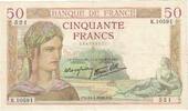 France 50 Francs Cérès, P. Rousseau and R. Favre-Gilly, 1939-07-13 -