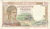 France 50 Francs Cérès, P. Rousseau and R. Favre-Gilly, 1939-02-02 -