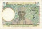 French West Africa 5 Francs Banknote, 1942-05-06, KM:25 -