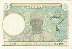 French West Africa 5 Francs Banknote, 1942-05-06, KM:25 -