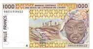 West African States 1000 Francs Banknote, KM:111Ai -