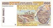 West African States 1000 Francs Banknote, 2003, KM:111Ai -