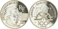 France 100 Francs Coin, Condorcet, Paris, Proof, Silver -