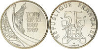 France 5 Francs Coin, Tour Eiffel, Paris, Nickel, KM:968 -