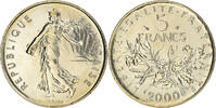 France 5 Francs Coin, Semeuse, Paris, Nickel Clad -