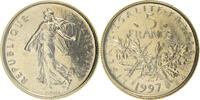France 5 Francs Coin, Semeuse, Paris, Nickel Clad -
