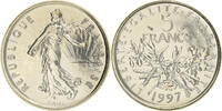 France 5 Francs Coin, Semeuse, Paris, Nickel Clad -