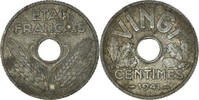 France 20 Centimes Coin, État français, Cannelures Larges -