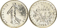 France 5 Francs Coin, Semeuse, Paris, Nickel Clad -
