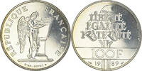 France 100 Francs Coin, Droits de l'Homme, FDC, Silver -