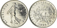 France 5 Francs Coin, Semeuse, Paris, FDC, Nickel Clad -