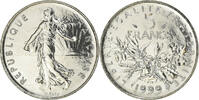 France 5 Francs Coin, Semeuse, Paris, BU, Nickel Clad -