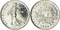 France 5 Francs Coin, Semeuse, Paris, BU, Nickel Clad -