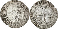 France 1/2 Guénar Coin, Charles VI, Uncertain Mint, Billon -
