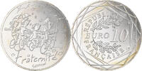 France 10 Euro Fraternité Automne Sempé, Paris, Silver -