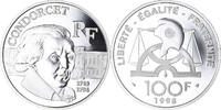 France 100 Francs Coin, Condorcet, Paris, Proof / BE, Silver -