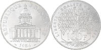 France 100 Francs Coin, Panthéon, Paris, Silver, KM:951.1 -