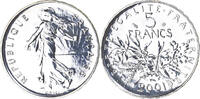 France 5 Francs Coin, Semeuse, Paris, BU, Nickel Clad -