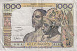 West African States 1000 Francs Banknote, Undated (1960), KM:103Ai -