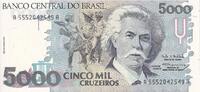 Brazil 5000 Cruzeiros Banknote, Undated, KM:232c -